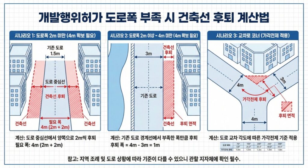개발행위허가 도로폭 부족 시 건축선 후퇴