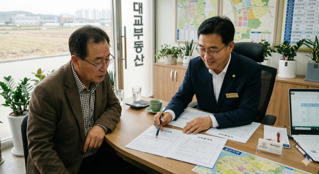 지목이 답인 토지 위 건물 양도소득세 상담을 위한 토지 및 건축물대장 확인