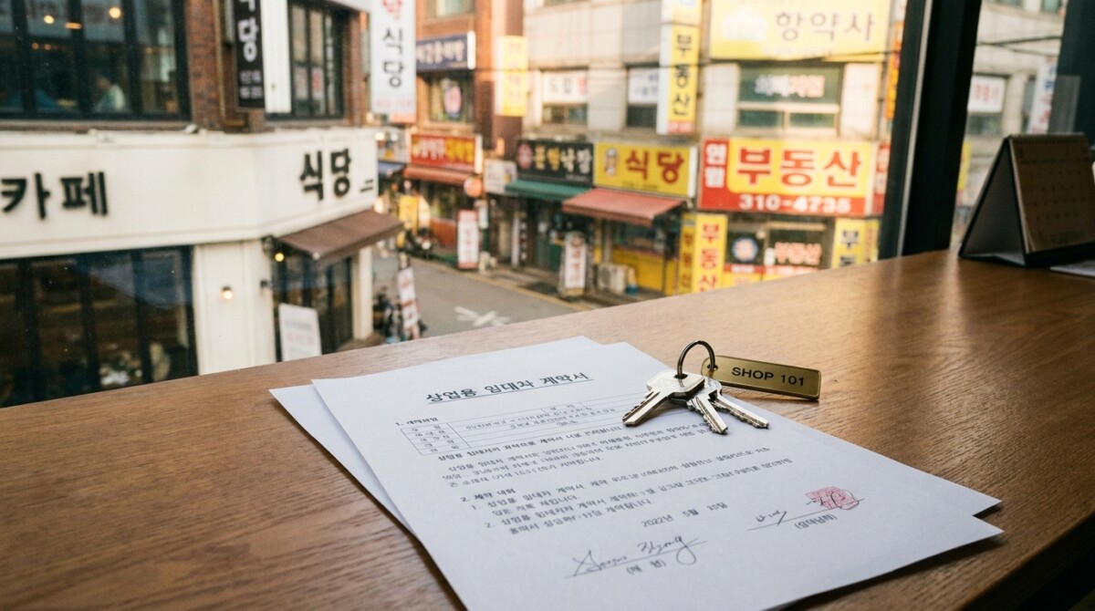 상가 임대차 계약서와 상가 열쇠 — 계약갱신요구권 만료 후 권리금 회수 준비